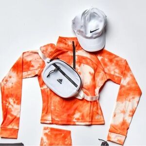 🆕Orange workout crop w/medium compression quarter zip w/ thumbhole on sleeves XL